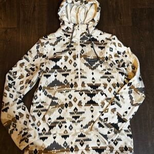 Columbia Cream and Black Patterned Hoodie size small